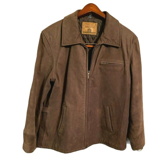 St Johns Womens Jacket L Brown Geniune Suede Leather Zip Front Lined Coat - Picture 2 of 10